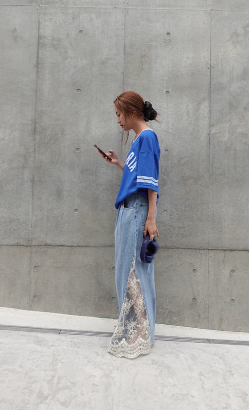 レースドッキングルーズデニム